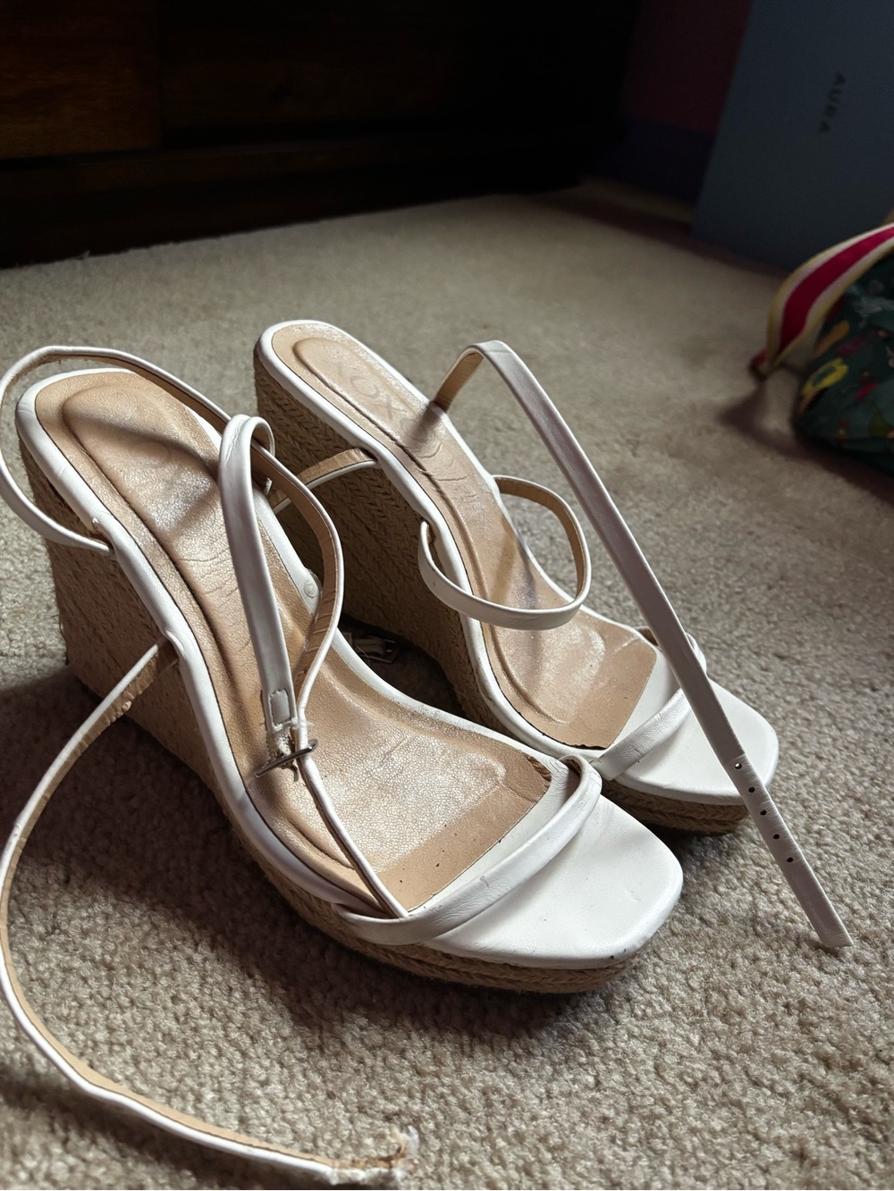White Strappy Wedge Sandals — Women